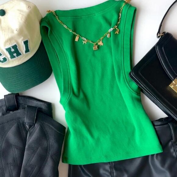 Zara ribbed green crop - Picture 1 of 4